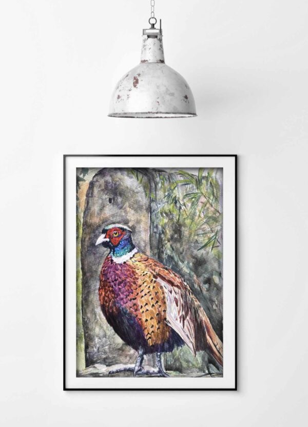 Pheasant Original Art Watercolour, inks “Storm” - Image 2